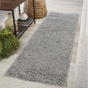 Oxford OXF00 Plain Plush Soft Stain-Resistant Textured Polypropylene Shaggy Grey Runner-Desire Rugs-Rug Love - The Most Loved Rug Store